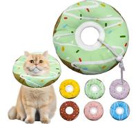 Seyezo Cat Cone Collar Soft, Adjustable Cat Recovery Collar for Small Medium Large Cats, Cute Donut E Collar After Surgery, Cat Neck Pillow Cone, Cat Cone of Shame (Waterproof Green, Medium)