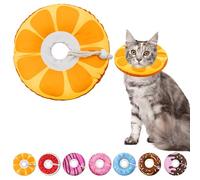 Seyezo Cat Cone Collar Soft, Adjustable Cat Recovery Collar for Small Medium Large Cats, Cute Donut E Collar After Surgery, Anti-Lick Wound Healing Elizabethan Cone for Kittens (Orange, Medium)