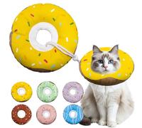 Seyezo Cat Cone Collar Soft, Adjustable Cat Recovery Collar Kitten Cones to Stop Licking, Cute Donut E Collar After Surgery, Cats Neck Pillow Cone Elizabethan Cones of Shame (Waterproof Yellow, Large)