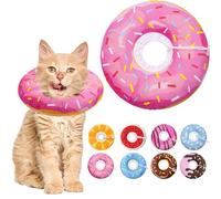 Seyezo Cat Cone Soft Collar, Adjustable Cat Recovery Collar for Small Medium Large Cats, Cute Donut E Collar After Surgery, Anti-Lick Wound Healing Elizabethan Collar for Kittens, (Donut Pink, Small)