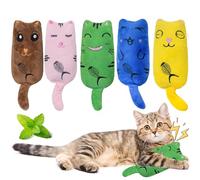 Seyezo Catnip Toys for Indoor Cats, 5 Pack Catnip Toys for Cats, Fluffy Catnip Toys for Chewing Playing, Interactive Kitten Toys, Catnip Filled Kitty Chew Teething Toys, Cat Chew Toys (Smile,5 Pack)