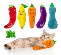 Seyezo Catnip Toys For Indoor Cats, 5 Pack Catnip Toys for Cats, Fluffy Catnip Toys for Chewing Playing, Interactive Kitten Toys, Catnip Filled Kitty Chew Teething Toys, Cat Chew Toys, Vegetable,5 pcs