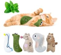 Seyezo Catnip Toys for Indoor Cats, 5Ps Catnip Toys for Cats, Fluffy Catnip Toys for Chewing Playing, Interactive Kitten Toys, Catnip Filled Kitty Chew Teething Toys, Cat Chew Toys (Animal, 5 Pack)