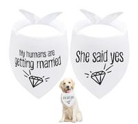 Seyezo Engagement Gifts, My Humans are Getting Married Dog Bandanas, Wedding Dog Bandanas Outfit, Pet Scarf, Engagement Party Photo Decorations, Pet Accessories for Dogs Lovers, Diamond