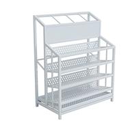 SEYFI Umbrella Stands,5 Tiers Umbrella Stand, Hotel School Shop Business Umbrella Holder with Pull-Out Drip Tray, Multi-Function Heavy Umbrella Organizer Rack/White