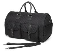 Seyfocnia Convertible Carry on Garment Bag for Women, Leather Garment Bags for Travel with Shoe Pouch 2 in 1 Hanging Suitcase Suit Bag for Women Travel Duffle Bag Garment Bag