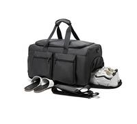 seyfocnia Duffel Bag with Shoe Compartment, Travel Overnight Carry On Gym Duffle Sports Weekender Bag for Men or Women, A01 Black, Fashion