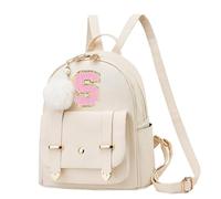 seyfocnia Initial Cute Mini Backpack Purse for Women Pompom Back pack Shoulder Bag (Letter S)