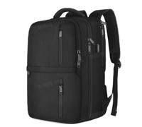 seyfocnia Large Laptop Backpack with Shoe Compartment for Men Women, Expandable Travel Backpack, Carry-On Backpack for Airplanes, Commuter Work Backpack, Multi-Compartment Design, Black