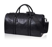 seyfocnia Oversized Duffle Travel Bag Waterproof Pu Leather Weekend Bag Large Carry On Large Carry On Hangbag for Mens or Women, Black