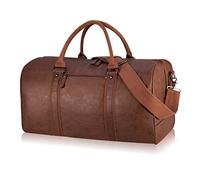 seyfocnia Oversized Duffle Travel Bag Waterproof PU Leather Weekend Bag Large Carry On Large Carry On Hangbag for Mens or Women, Brown