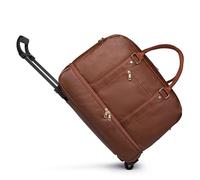 seyfocnia Rolling Duffle Bag with Wheels, Duffle Bag for Travel Women Carry On Luggage Wheeled Overnight Weekender Bag Men, Brown, 21.2 x 10.8 x 11.7 inches