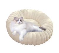 SEYIMTU Cozy Plush Winter Cat Cave Bed - Deep Insulated Pet Nest for Indoor Cats, Plush Thick Warm Bed with Non-Slip Bottom (Beige)