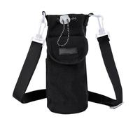 SEYIMTU High-Density Nylon Water Bottle Bag - Crossbody Carrier with Strap, Multi-Purpose Cup Cover & Large Front Pocket for Camping, Hiking & Outdoor Adventures (black)