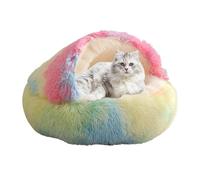 SEYIMTU Orthopedic Plush Cat Nest Bed - Deep Warm Cave for Indoor Cats, Thick Insulated Plush Pet Bed with Non-Slip Bottom (B)