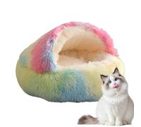 SEYIMTU Orthopedic Plush Cat Nest Bed - Deep Warm Cave for Indoor Cats, Thick Insulated Plush Pet Bed with Non-Slip Bottom (A)