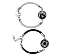 SEYIMTU Sun And Moon Bracelets 2-Pack, Glow In The Dark Couple Bracelets With Adjustable Braided Cord, Long Distance Relationship Gift For Couples, Yin Yang Matching Bracelets