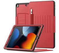 SEYMAC Case for iPad 9th/7th/8th Generation 10.2 inch 2021/2020/2019, Magnetic Smart Cover with Auto Sleep/Wake,Card Slots, Multi-angle Stand, iPad 9th Gen Case, Red