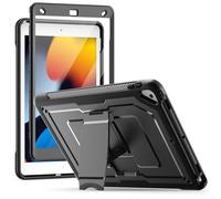 SEYMAC Case for iPad 9th /8th /7th Generation 10.2 inch (2021/2022/2019), Full-body Protective for iPad 10.2 Cover with Built-in Stand and Screen Protector, Black