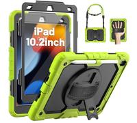 SEYMAC Case for iPad 9th/8th/7th Generation 2021/2020/2019 10.2 inch, Shockproof Case with Screen Protector, 360 Degree Rotating Stand/Hand Strap, Pen Holder for iPad 10.2 Inch, Green