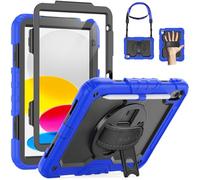 SEYMAC Case for iPad (A16) 11th/10th Generation 11/10.9 Inch 2025/2022, Shockproof iPad 10th Generation Case with Screen Protector, 360° Rotating Stand/Hand Strap, Shoulder Strap, Pen Holder, Blue