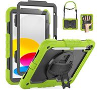 SEYMAC Case for iPad A16 11th/10th Generation 2025/2022 11inch/10.9inch, Heavy Duty Shockproof with Screen Protector, 360° Rotating Stand/Hand Strap/Pencil Holder for iPad 11 Cover, Green