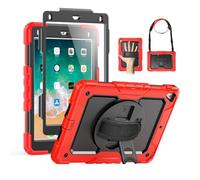 SEYMAC Case for iPad Air 2, iPad 5th/6th Generation, iPad Pro 9.7, Shockproof Protective Case with 360° Degree Stand [Hand & Shoulder Strap] Screen Protector for iPad 9.7 Inch, Red