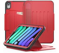 SEYMAC Case for iPad mini 7th/6th Generation 2024/2021 [8.3 inch] A17pro, Kids Shockproof Full Body Protective Case with Auto Sleep/Wake Magnetic Smart Cover, Multi-angle Stand, Pencil Holder (Red)