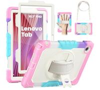 SEYMAC Case for Lenovo Tab 10.1 Inch 2025 (TB-311FU/TB-311XU), Shockproof Case with Screen Protector, 360° Rotating Stand and Hand Strap, Shoulder Strap, Pen Holder, Pink