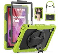 SEYMAC Case for Lenovo Tab 10.1 inch 2025 (TB-311FU/TB-311XU), Shockproof Cover with Screen protector, 360° Rotating stand, Hand strap, Shoulder strap and Pen holder, Green