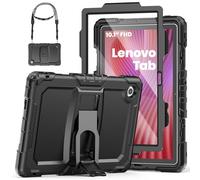 SEYMAC Case for Lenovo Tab 10.1 Inch 2025 (TB-311FU/TB-311XU), Shockproof Protective Case with Screen Protector/Foldable Stand, Shoulder Strap, Black