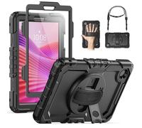 SEYMAC Case for Lenovo Tab One/Tab K9 Tablet 8.7 inch 2025 with Screen Protector, Shockproof Case with 360° Rotating Hand Strap/Stand, Shoulder Strap for Lenovo K9 TB305XU TB305FU, Black