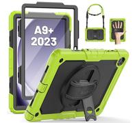 SEYMAC Case for Samsung Galaxy Tab A9 Plus 11 inch 2023, Shockproof Protective Galaxy A9 Plus Tablet Case With Screen Protector/Hand Strap/Rotating Stand,SM-X210/SM-X216/SM-X218 Case, Green
