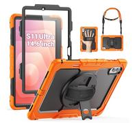 SEYMAC Case for Samsung Galaxy Tab S11 Ultra 2025 14.6 inch, Protective Case With Screen Protector/Hand Strap & Stand/Pen Holder for Galaxy Tab S11Ultra 14.6" SM-X930/X936B, Orange