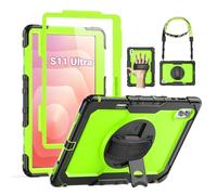 SEYMAC Case for Samsung Galaxy Tab S11 Ultra 5G 14.6 Inch 2025, Heavy Duty Shockproof Protective Case with Screen Protector, Rotating Stand and Hand/Shoulder Strap, Green