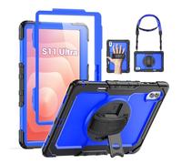 SEYMAC Case for Samsung Galaxy Tab S11 Ultra 5G 14.6 Inch 2025, Heavy Duty Shockproof Protective Case with Screen Protector, Rotating Stand and Hand/Shoulder Strap, Dark Blue