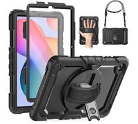 SEYMAC Case for Samsung Galaxy Tab S6 Lite 10.4 Inch 2024/2022/2020, Protective Tablet Case with 360 Rotating Hand Strap & Stand, Pen Holder, Screen Protector and Shoulder Strap, Black