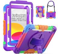 SEYMAC Kids Case for iPad 10th Generation Case 10.9" 2022, Sturdy Heavy Duty Full-Body Shockproof Protective Case with Screen Protector, Rotating Stand, Hand/Shoulder Strap for iPad 10th Gen, Purple