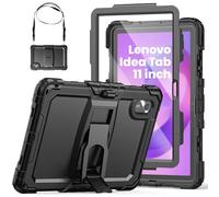 SEYMAC Shockproof Case for Lenovo Idea Tab 2025 / Tab M11 11 inch, Black | With Screen Protector, Adjustable Stand, Shoulder Strap, Case for Lenovo K11/ Xiaoxin Pad 2024
