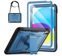 SEYMAC stock Case for iPad (A16) 11th/10th Generation 11 Inch/10.9 Inch (2025/2022), Full Body Shockproof Cover with Screen Protector, Foldable Stand & Shoulder Strap for iPad A16 Case, Navy Blue