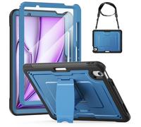 SEYMAC stock Case for iPad Air 11 inch (M3/M2, 2025/2024), Full Body Shockproof Cover with Screen Protector, Pencil Holder, Foldable Stand & Shoulder Strap for iPad Air 11 Case, Navy Blue
