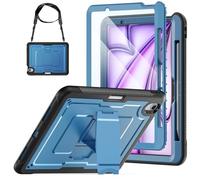 SEYMAC stock Case for iPad Air 11 Inch M4/M3/M2 (2026/2025/2024), Full Body Shockproof Cover with Screen Protector, Foldable Stand & Shoulder Strap for iPad Air 11 Case, Navy Blue
