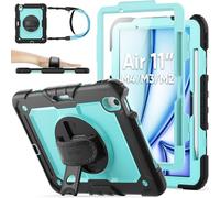 SEYMAC stock Case for iPad Air 11 Inch M4/M3/M2 (2026/2025/2024) | Full Body Shockproof with 360 Rotating & Adjustable Stand/Hand Strap, Screen Protector/Pen Holder/Shoulder Strap, Skyblue