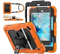 SEYMAC stock Case for iPad Mini 5th/4th Generation 7.9'', Full-body Protective Case with Screen Protector, Pencil Holder, 360° Rotating Stand & Hand Strap for iPad Mini 5/ Mini 4, Orange