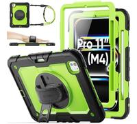 SEYMAC stock Case for iPad Pro 11 inch 2025/2024 (M5/M4), Full-body Shockproof Case with Screen Protector, 360° Rotating Stand/Hand Strap, Pencil Holder & Shoulder Strap for iPad Pro 11 M5/M4, Green