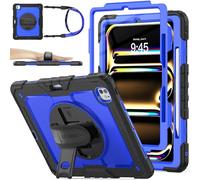 SEYMAC stock Case for iPad Pro 13 inch 2025/2024 (M5/M4), Full-body Shockproof Case with Screen Protector, 360° Rotating Stand/Hand Strap, Pencil Holder & Shoulder Strap for iPad Pro 13 M5/M4, Blue
