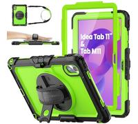 SEYMAC stock Case for Lenovo Idea Tab 11 Inch 2025/ Tab M11/ K11 11 Inch 2024, Full-body Shockproof Case with Screen Protector [360° Rotating Stand/Hand Strap] Pen Holder & Shoulder Strap, Green