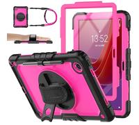 SEYMAC stock Case for Lenovo Tab M11/ K11/ Xiaoxin Pad 2024 11 inch (TB-330FU/TB-330XU/TB-331FC), Heavy Duty Shockproof Case with 360° Rotating Stand/Hand Strap, Screen Protector & Pen Holder, Rose