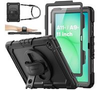 SEYMAC stock Case for Samsung Galaxy Tab A11+ / A9+ Plus 11 inch 2025/2023, Full Body Shockproof with Screen Protector, 360° Rotating Stand & Hand Strap for Samsung A11+/A9+ Tablet Case, Black