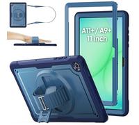 SEYMAC stock Case for Samsung Galaxy Tab A11+ Plus/ A9+ Plus 11 inch 2025/2023, Frosting-Anti-Slip Shockproof Case with Screen Protector [360° Rotating Stand/Hand Strap]& Shoulder Strap, Dark Blue